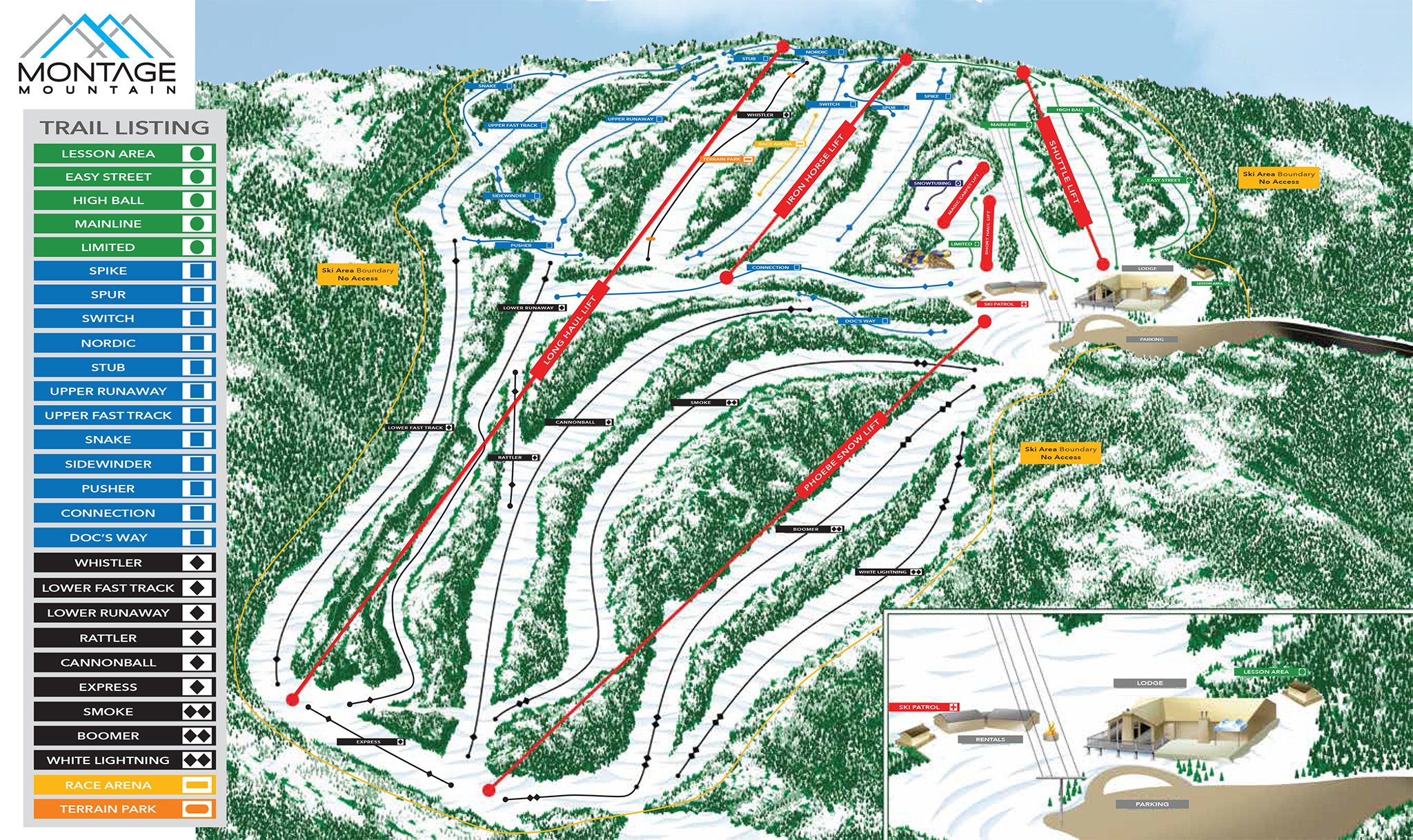 Pocono Ski Resort Montage Mountain Trail Map PA Ski Resort Skiing Snowboard...